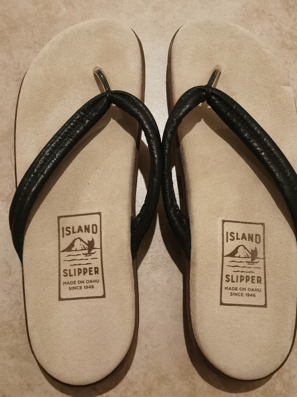Island Slipper Genuine Leather Strap Suede Flip Flops  size 10